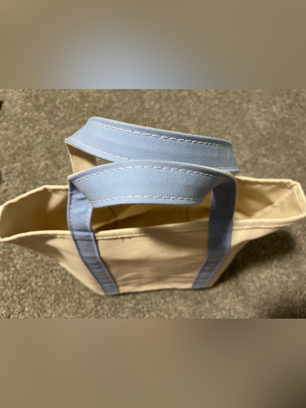 L L Bean Boat and Tote Canvas Tote with Light Blue Handles - Picture 7 of 13